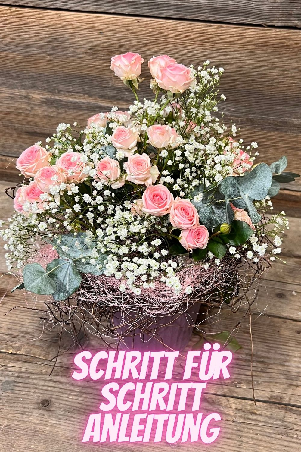 Rosenstrauss selber binden - rosa weisser Blumenstrauss